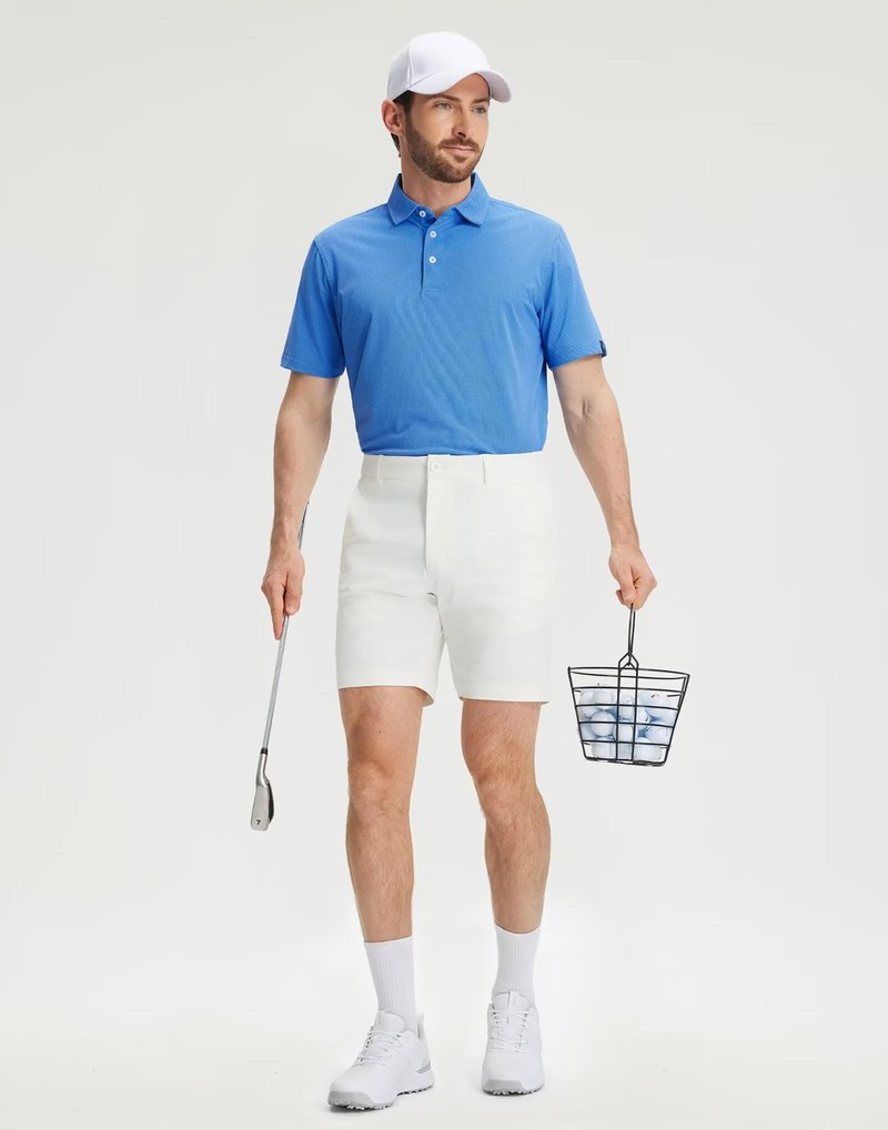 M MAELREG Mens Golf Shirts Short Sleeve Performance Moisture Wicking Dry Fit Collared Jacquard Polo Shirts for Men