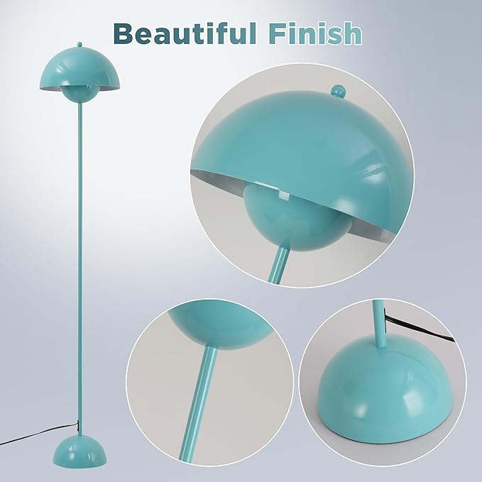 Modern Flowerpot Floor Lamp for Living Room, Industrial Tall Standing Lamp for Bedroom, Metal Shade Reflecting Light Reading Floor Lamp for Bedroom, Nursery Room, Corner(Light Blue)