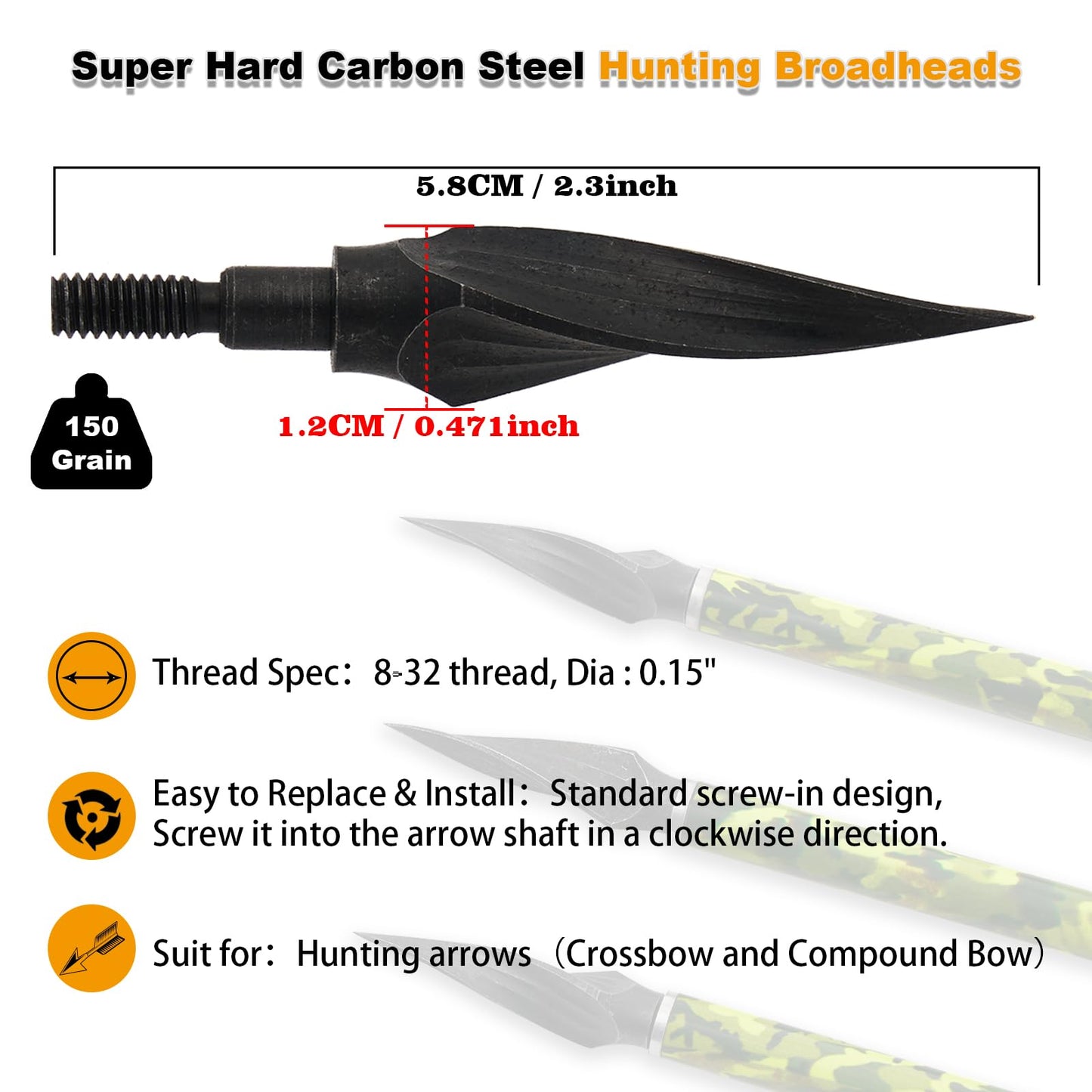 20 inch crossbow bolt Carbon Crossbow Arrow 12 Pcs With 6 Green Lighted Nock and 6 Willow Leaf Arrow Points, Hunting and Outdoor Practice lighted nocks for arrows nockturnal lighted nocks-Camouflage
