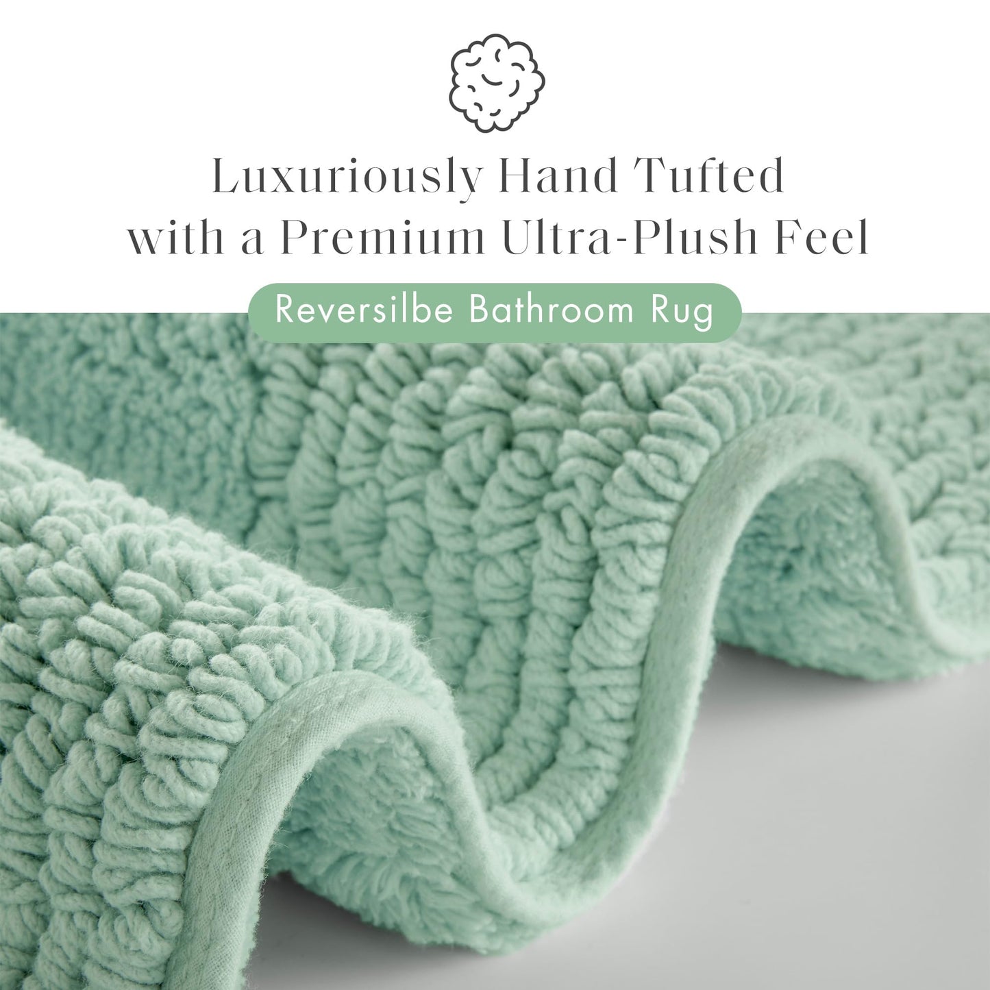 Madison Park Splendor Reversible 100% Cotton Tufted Bathroom Rug-3000 GSM Hotel Quality Luxurious Plush Medium Pile Bath Mat Absorbent, Quick Dry, Shower Room Décor, 17x24 Green