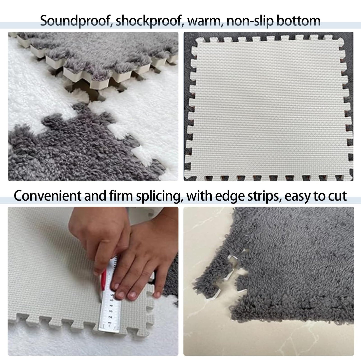 BRCYKRWY Sound Insulation Interlocking Floor Mat,Thick Comfort Fluffy Parlor Carpet,Indoor 10 Pieces EVA Washable Floor Mat,Parlor Washable Carpet,Easy to Disassemble,for Home,Parlor,Bedroom
