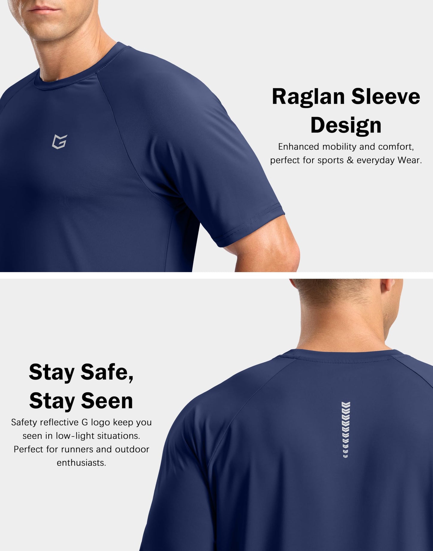 G Gradual Men's Athletic Workout T-Shirts Moisture Wicking Cooling Running Shirts Short Sleeve Performance Tee for Gym Tennis(Dark Blue,3XL)