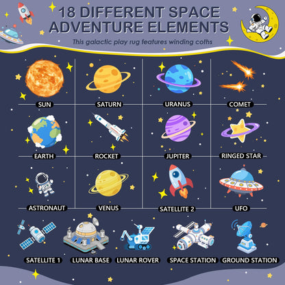 FTBNIQWRHN Outer Space Rug for Boys Room 2.5x4 Feet, Non-Slip Kids Rug with Roads and Tracks, Solar System Planet Play Mat, Galaxy Area Rugs for Bedroom, Playroom, Educational Floor Carpet