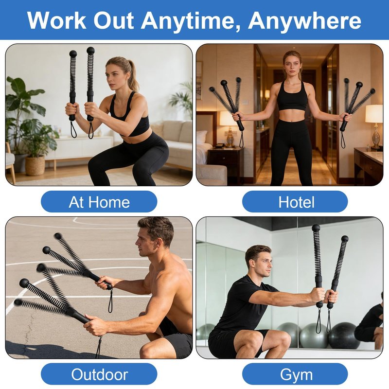 Ropeless Battle Ropes 2 Pcs Battle Rope Sticks Cordless Battle Ropes Ropeless Jump Rope Battle Rope Sticks for Home or Gym Style-B