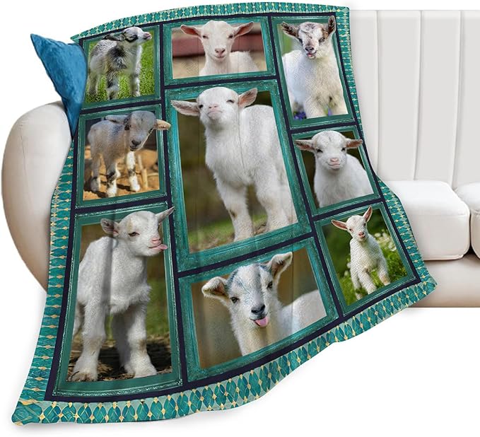 Cute Goat Blanket, Farmhouse Animal Throw Blankets, Goats Fuzzy Plush Blanket Ultra Soft for Goat Lover Gift Kids Teens Women Men Girls Boys Stuff Decor for Home Bedding Sofas Couch Camping 80"X60"