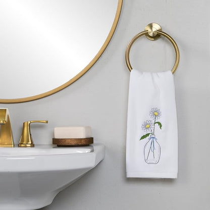 SKL Home Daisies in Vase 100% Cotton Embroidered 2pc Hand Towel Set, Decorative