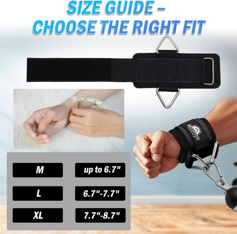 Wrist Cuffs for Cable Machines - Padded Adjustable Straps for Lateral Raises & Tricep Pushdowns | Strength Training Gear