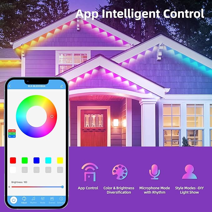 Permanent Outdoor RGB Lights with IP67 Waterproof,Smart Outdoor String Lights Remote Control, Eaves Lights with App, Daily and Accent Lighting for Halloween,Christmas Decor (400ft)