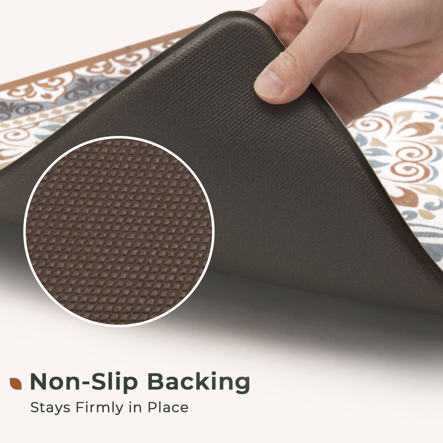 FRESHMINT Anti Fatigue Kitchen Mats for Floor 2 Piece Set, Waterproof & Non-Skid Moroccan Tile Kitchen Rugs, Cushioned Kitchen Mat for Standing Washable Comfort Desk Kitchen Runners, 17x30+17x47