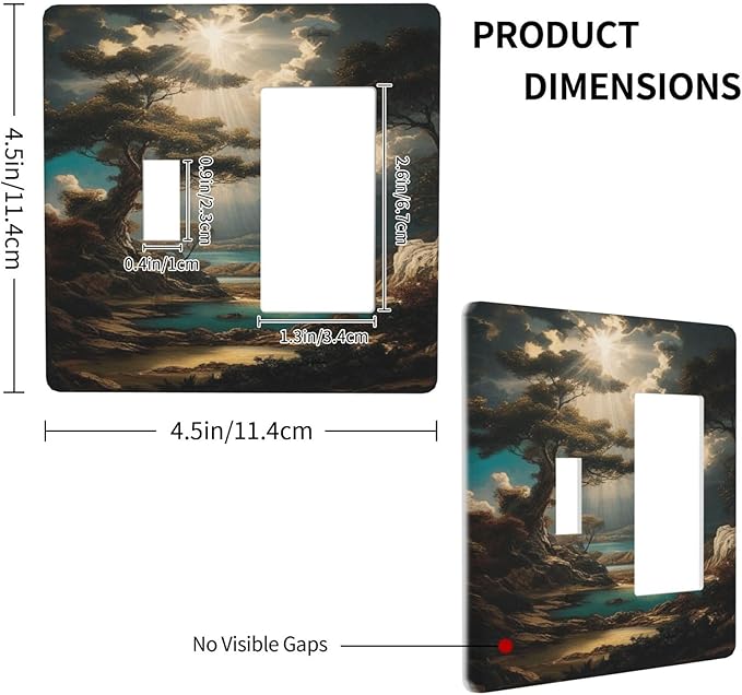 Decorative Art Light Switch Covers Sunburst Over the Wilderness 2 Gang Single Toggle Rocker Combination Electrical Faceplate Switchplate Wall Plate for Home Decor