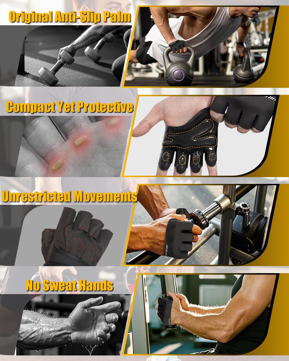 RIGWARL Barehand Workout Gym Gloves Men Women, Minimal Weight Lifting Gloves with Grip Pad & Targeted Palm Protection, Breathable for Exercise Weightlifting Rowing Training Fitness Crossfit WODs