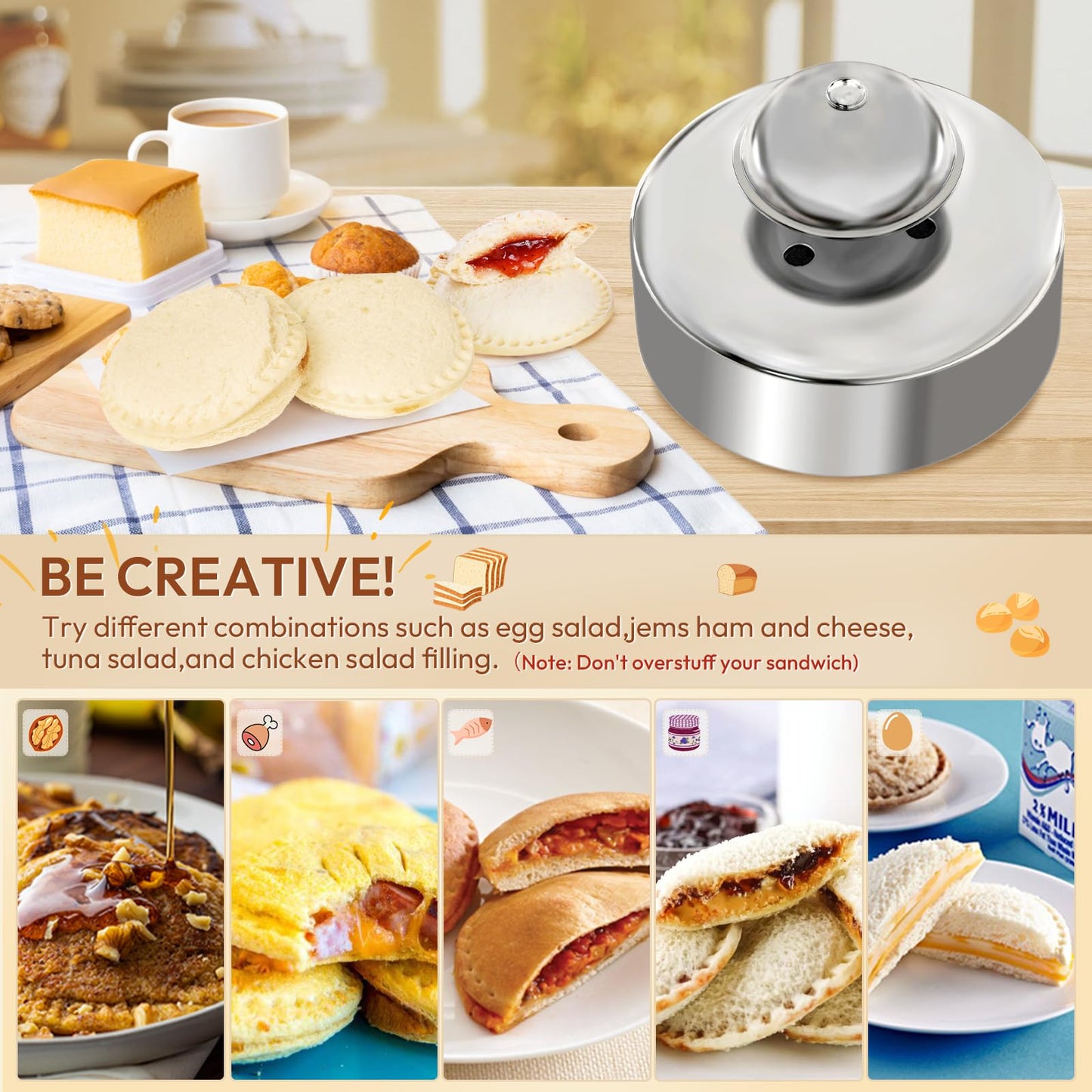 Sandwich Cutter, Sandwich Cutter and Sealer, Sandwich Maker, Peanut Butter and Jelly Sandwiches Tool/PBJ Cutter, Sandwich Maker for Kids, for Thanksgiving/Christmas Day
