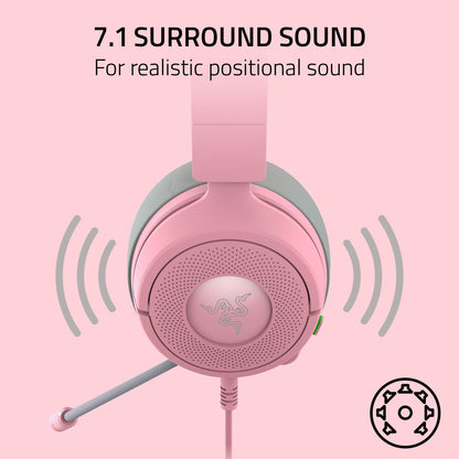 Razer Kraken Kitty V3 X Wired Gaming Headset: Kitty Ears - HyperClear Cardioid Mic - 40 mm Drivers - 7.1 Surround Sound - Comfy Ear Cushions - Cross-Platform via 3.5mm PC, PS5, Xbox, Switch 2 - Pink