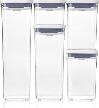OXO Good Grips Storage Container Airtight | Stackable | For Pantry Organization | Dishwasher Safe | 5 Piece Set, Pack of 2