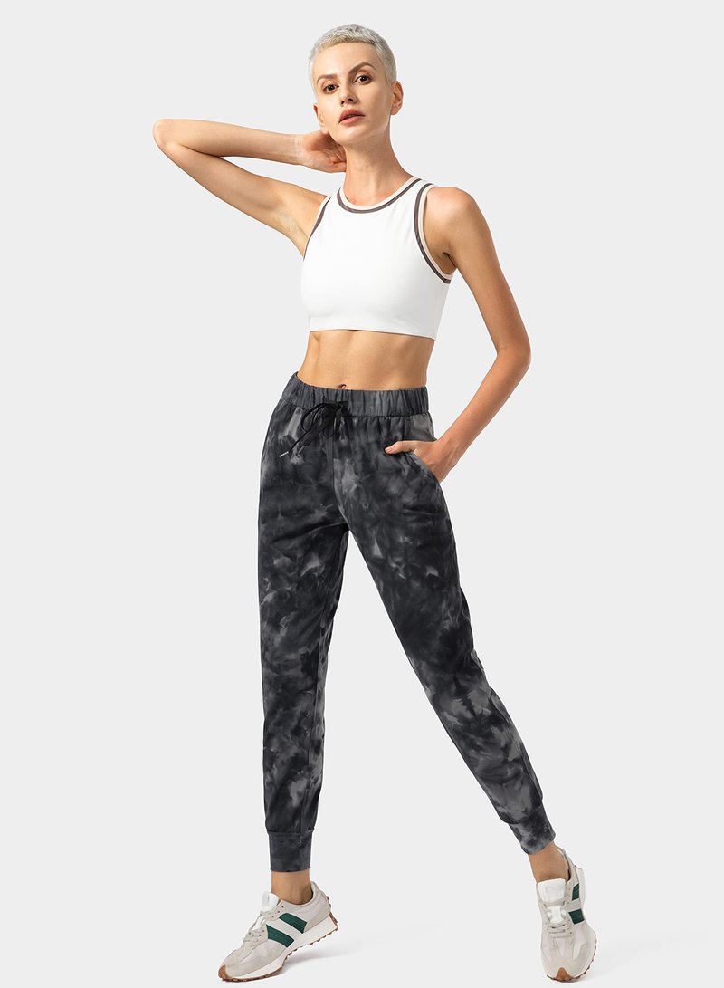 SANTINY Women's Joggers Pants Pockets Drawstring Running Sweatpants for Women Lounge Workout Jogging(Tie Dye Black_M)