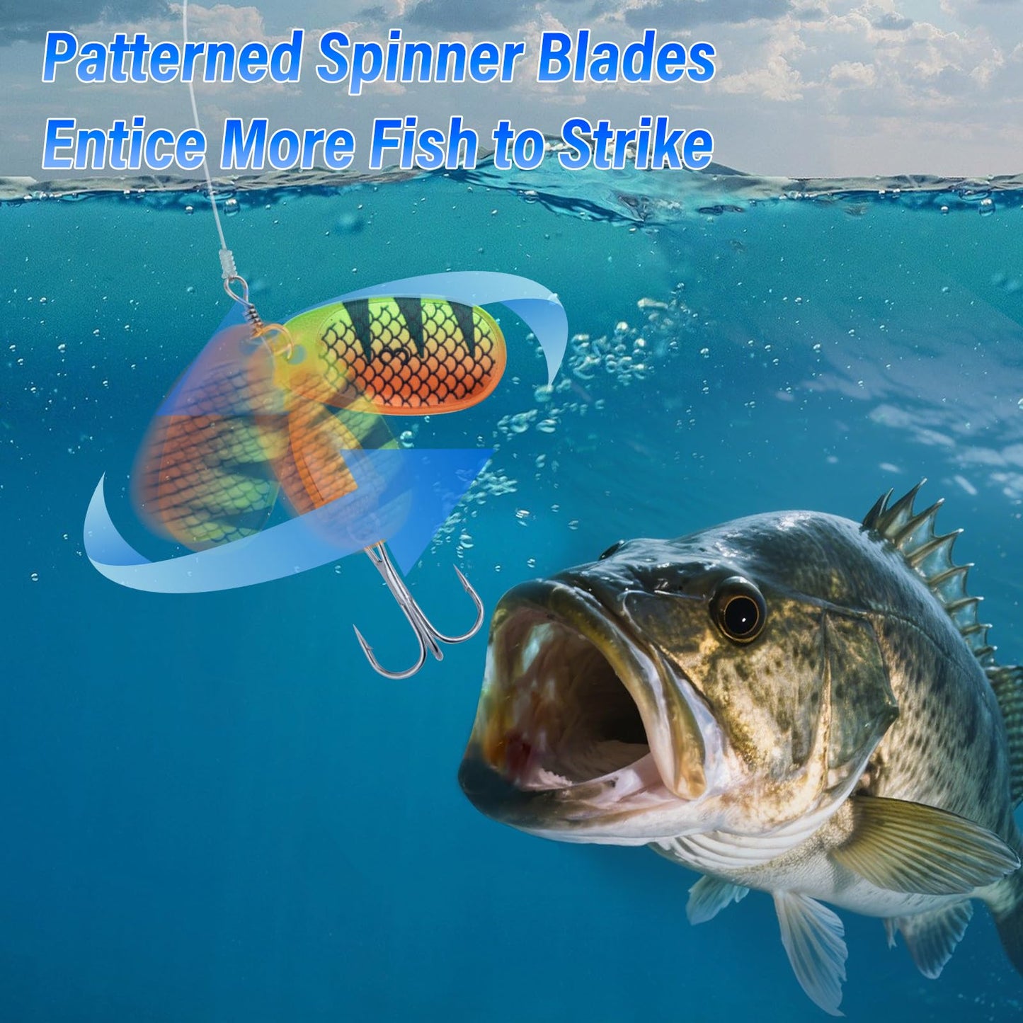 Dr.Fish 7 Pack Inline Fishing Spinner Kit 1/4oz, Freshwater Fishing Lures Bell Spinnerbait French Blade Trout Bass Walleye Lures