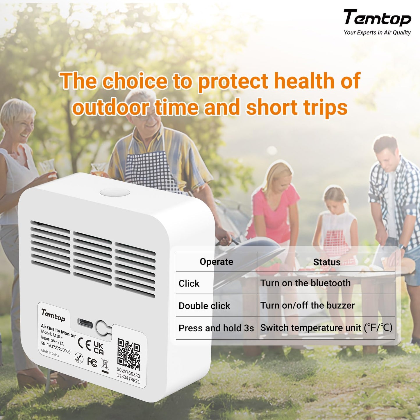 Temtop M10+ 6-in-1 CO2 Meter & Indoor Air Quality Monitor