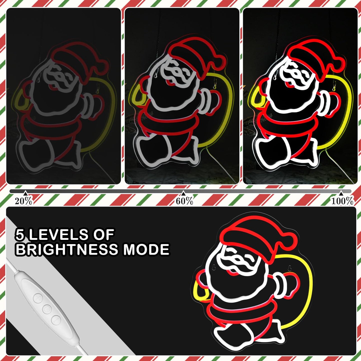 Mvorixa Santa Claus Neon Sign Christmas LED Wall Light for Holiday Decor, USB Powered Red White Yellow Santa Neon Lights for Home Bedroom Kids Room Party Christmas Gift Decorations