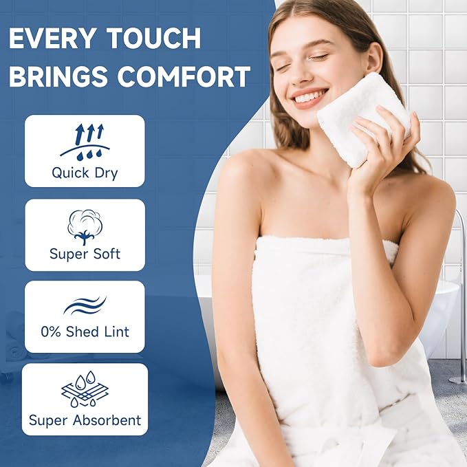 Coral Velvet Washcloths Bulk -240 Pack, Highly Absorbent and Soft White Face