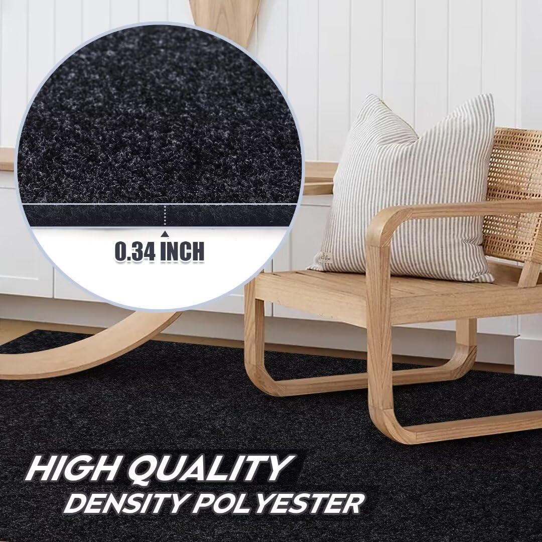 Gotohipi 2'x6' Runner Rug – Indoor Outdoor Utility Carpet,Large Waterproof Rugs with Non Slip Rubber Backed for Hallway Kitchen Entryway Balcony Garage Stair Laundry, Black
