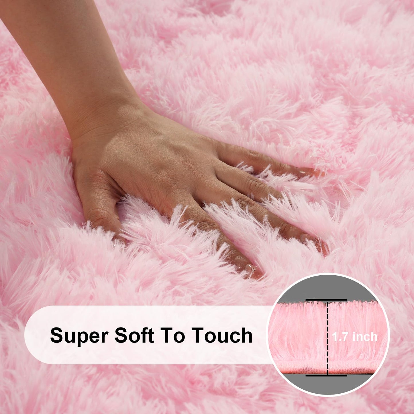 Ehayx Pink Rugs for Living Room, Large Fluffy 6x9 Area Rugs for Bedroom, Fuzzy Shag Soft Non-Slip Carpet for Kids Girls and Boys Nursery Dorm Indoor Room Home Decor (6ft X 9ft, Pink)
