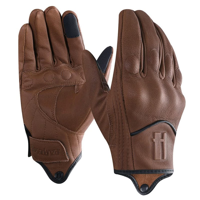 Harssidanzar Motorcycle Gloves for Men,Leather Touchscreen Riding Driving Gloves GM028,Saddle, Size M