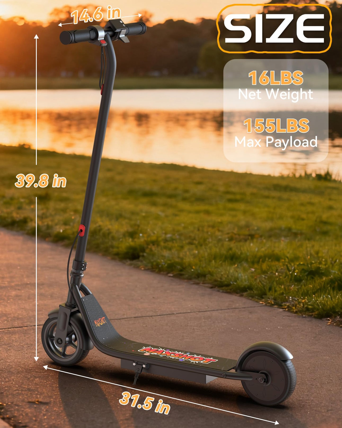 MAXSHOT Electric Scooter Adults & Big Kids, Top Speed 9/16/19/22MPH, 10/12/16/21/50Miles Range, 6.5"/8.5"/14" Tires Folding Commuter Escooter with Dual Suspension for Commuting, APP Control