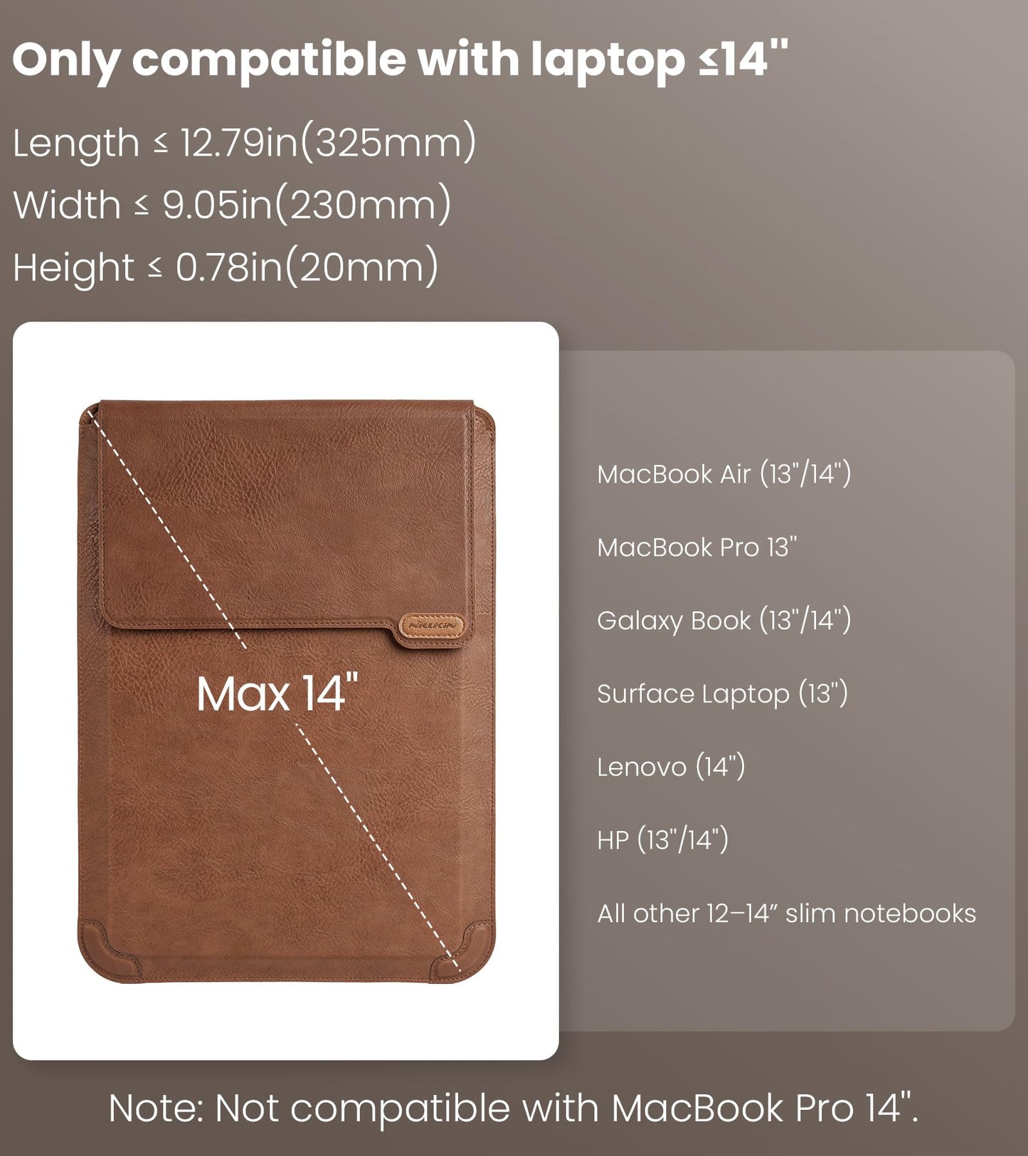 Nillkin Laptop Sleeve 13 inch (3-in-1), MacBook Sleeve with Adjustable Stand & Mouse Pad, 2 Stand Modes, 13 inch Laptop Case, Slim MacBook Accessories for Samsung/Surface/Chromebook/HP 12-14'', Brown