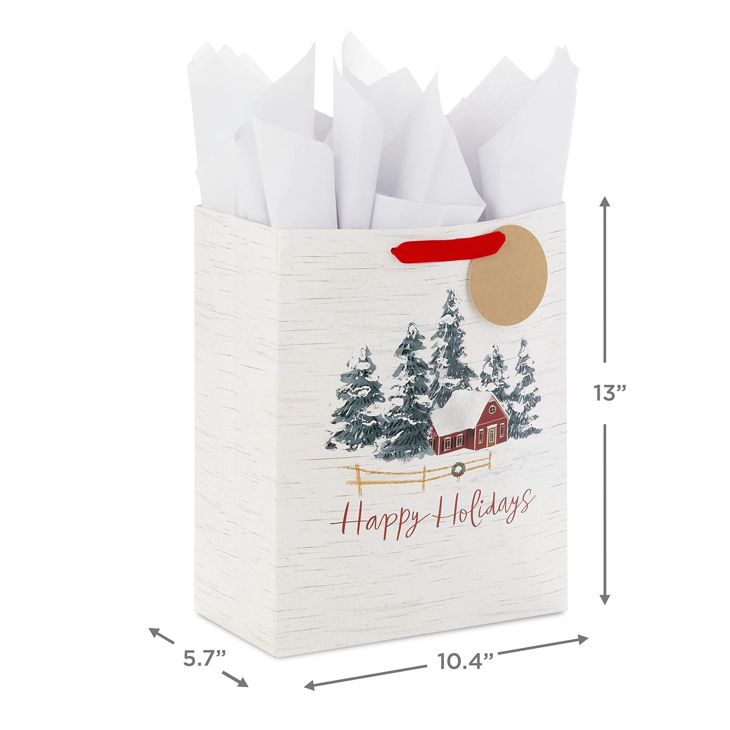 Hallmark Holiday Gift Bag Bundle with Tissue Paper and Gift Tags (3 Bags: 2 Extra Large 15", 1 Large 13") Gray Plaid, Snowy Farmhouse, Rustic Snowman