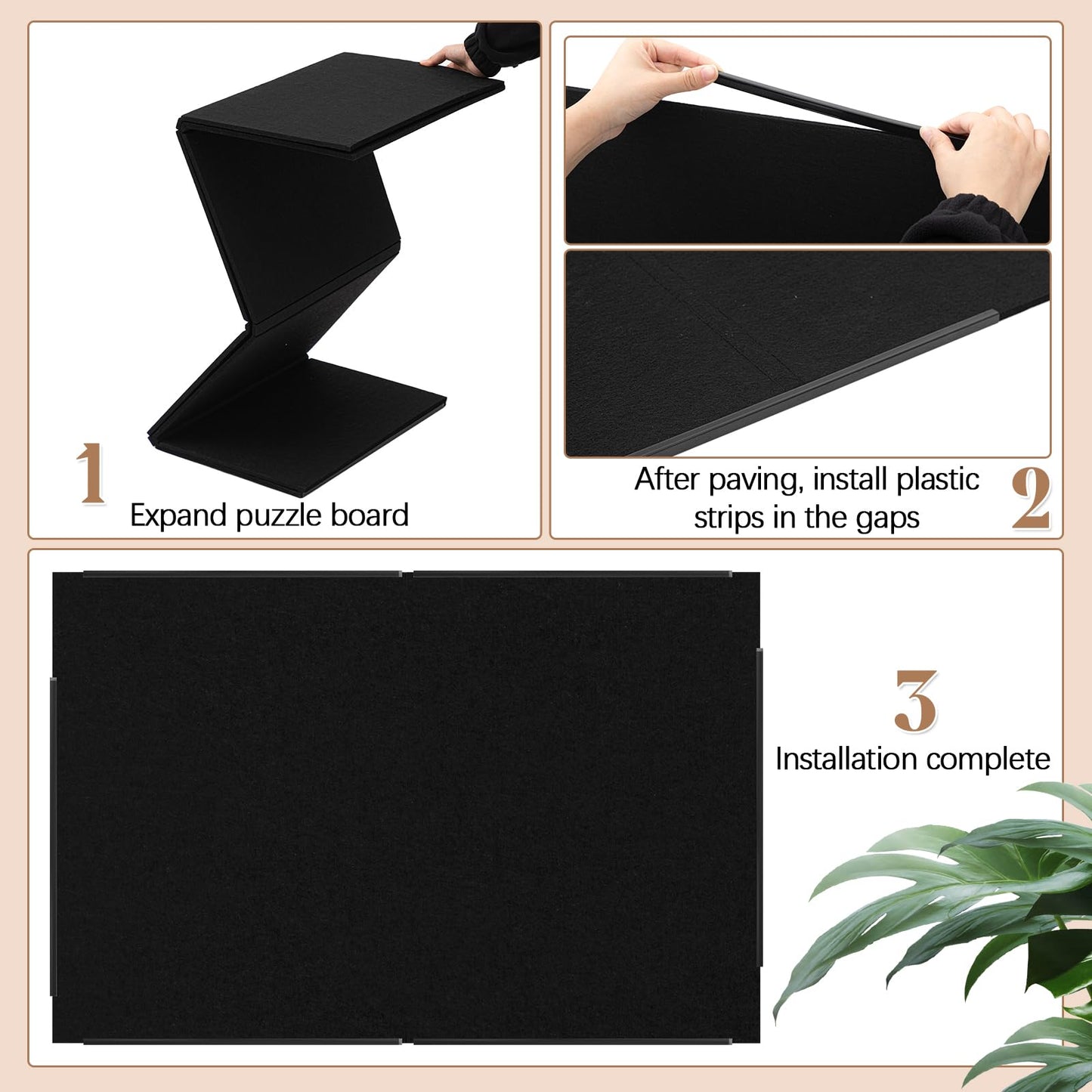 Fanfanwin 3000 Pieces Folding Felt Jigsaw Puzzle Foldable Board Mat with Non Slip Surface Puzzle Mat 55" x 37" Extra Large Portable Jigsaw Board with Storage Bag for Adults Tray(Black)