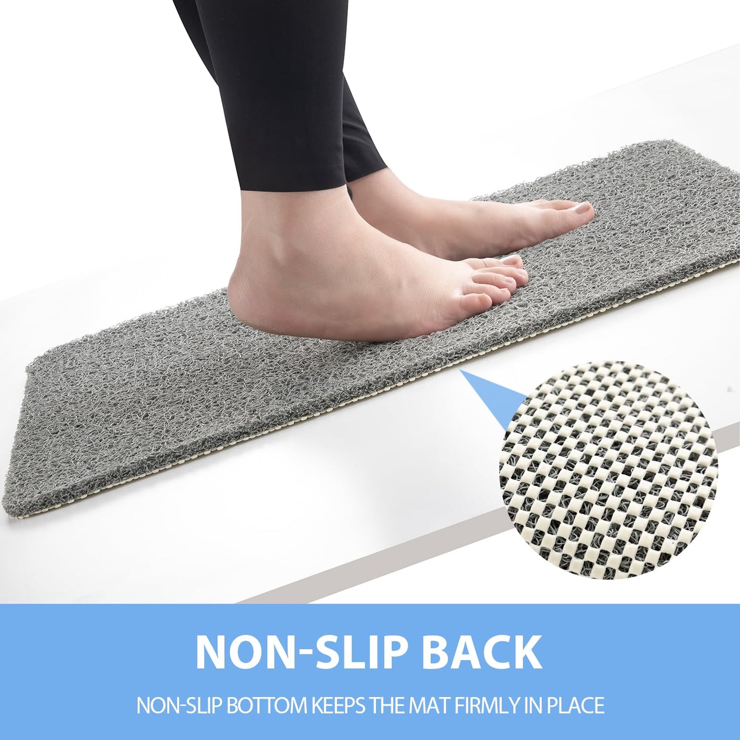 Hargiis Non Slip Shower Mat, Anti Slip Bath Mat, Quick Drying Bath Tub Mats, Foot Scrubber Mat, Anti Slip Mat for Tub, Floor, Bathroom, Home, Kitchen, Hotel (Grey 24”x24”)