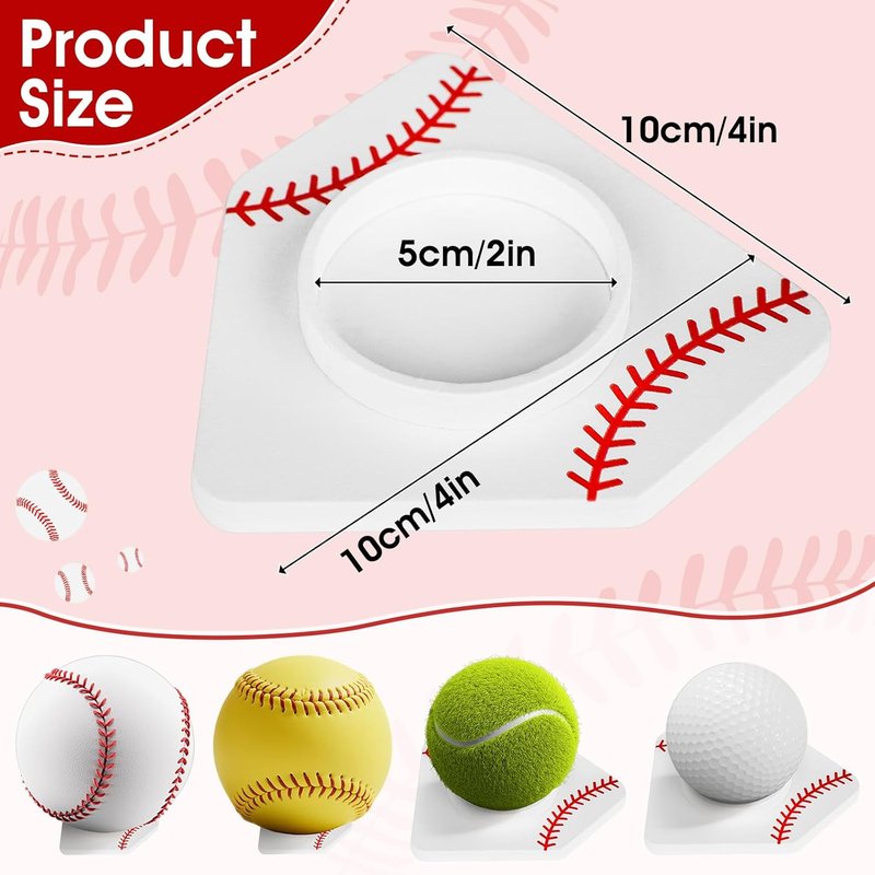 Wooden Baseball Stand - Home Plate Shape Display Holder for Memorabilia | Heavy Duty Baseball Decor for Office & Trophy Shelf