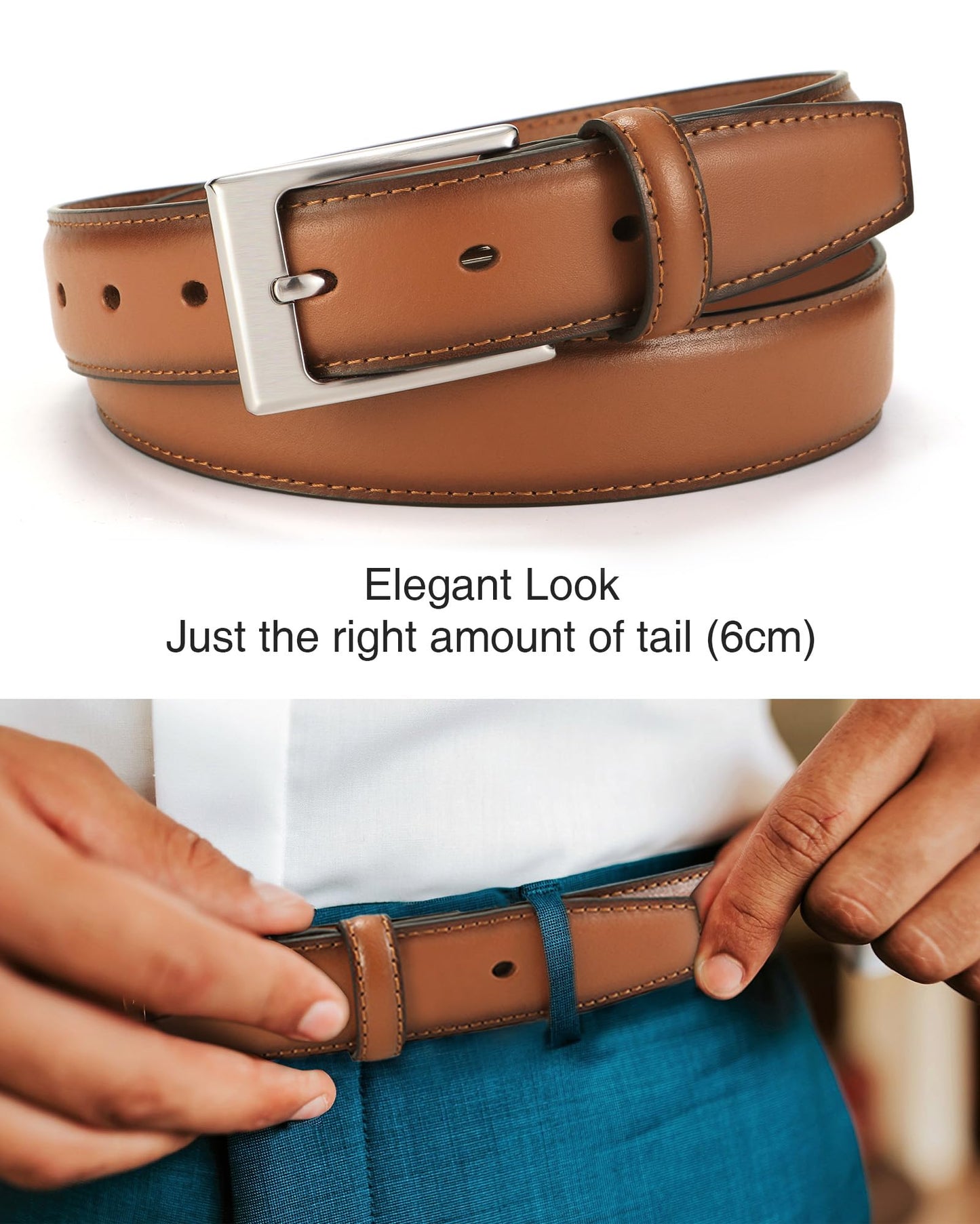 CHAOREN Mens Belts Leather Gift for Men - Ideal Match for Mens Dress Shoes