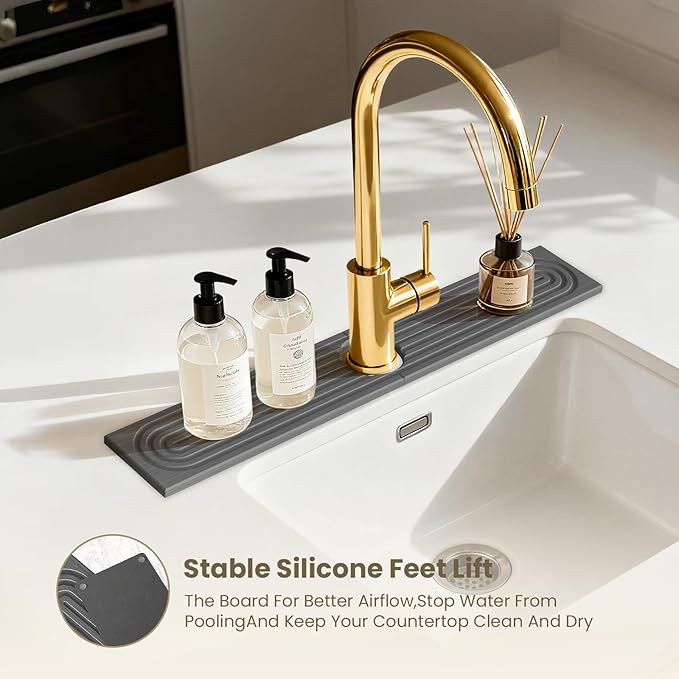 Faucet Mat for Kitchen Sink -Diatomite Stone Drying Mat for Kitchen Counter &