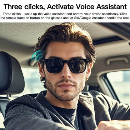 Bluetooth Audio Smart Glasses, Blue Light Glasses for Women Men, Remote Shooting, Open Ear Sound Mic & Speakers, Magnetic Charging, Color-Changing Polarized Sunglasses Lenses, Voice Assistant（GS06S)