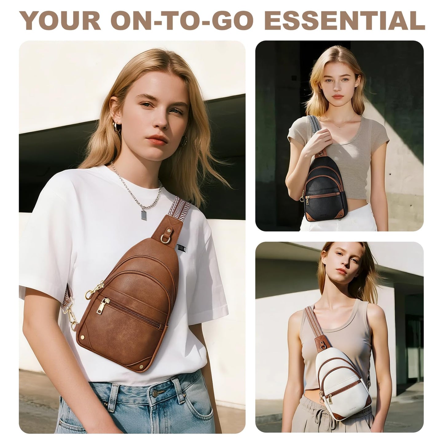 SYTRAH Anti Theft Crossbody Bags for Women, RFID Sling Bag Travel Purse, RFID Cross Body Purses Chest Bag for Travel Black Brown