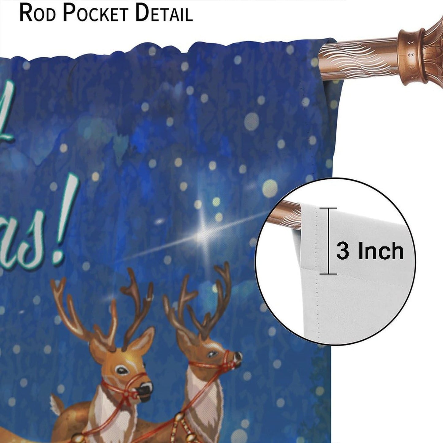 FengMingRui Christmas Curtains Santa Claus Sleigh Chimneys New Year Christmas Patterns Printed Window Treatment Bedroom Living Room Decoration Decor Window Drapes 42" W X 45" L