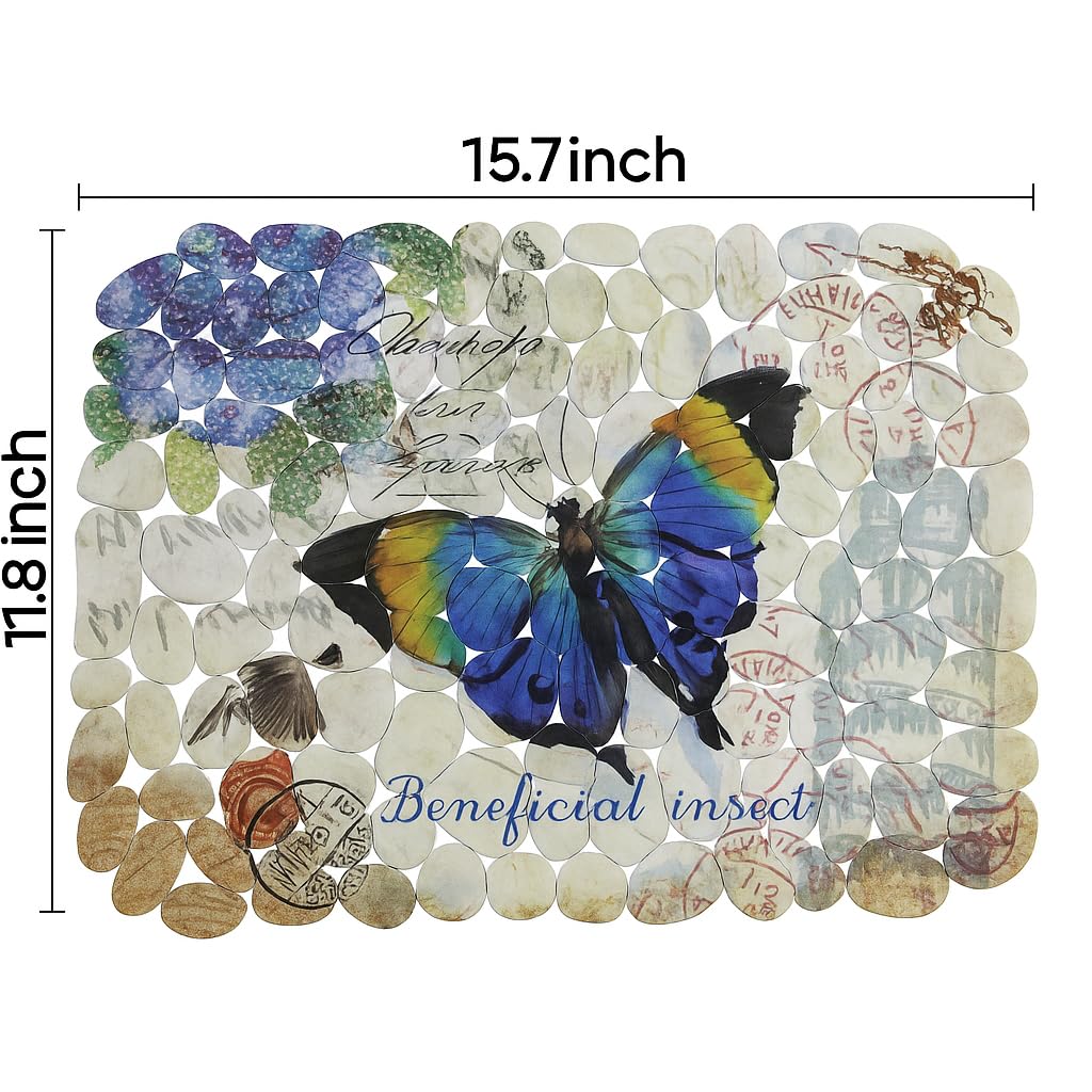 Printed PVC Sink Mat – Decorative 15.7" x 11.8" Flexible Sink Protector with Quick-Draining Pebble Texture – Scratch-Resistant, Easy-Clean Liner for Kitchen Sinks – Dependable Industries (Butterfly)