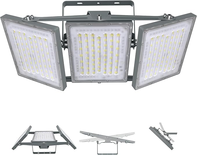 STASUN LED Flood Light Outdoor, Max Series 600W 60000lm 6000K Daylight IP66 Waterproof, Commercial Parking Lot Light,3 Heads for Yard Street Stadium House Floodlight Security Lights for Outdoor Area