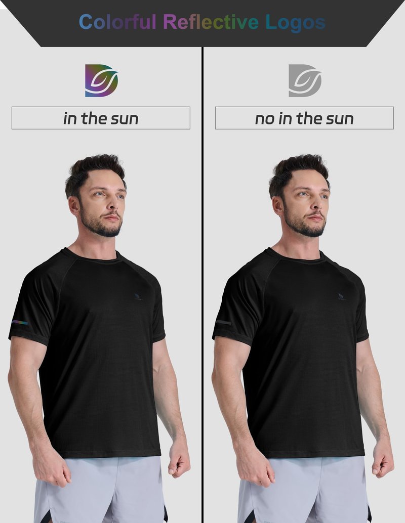 DFSOFT Men's Short Sleeve Workout Shirts Quick Dry Lightweight T-Shirts Gym Running Athletic Tshirt for Summer Black L