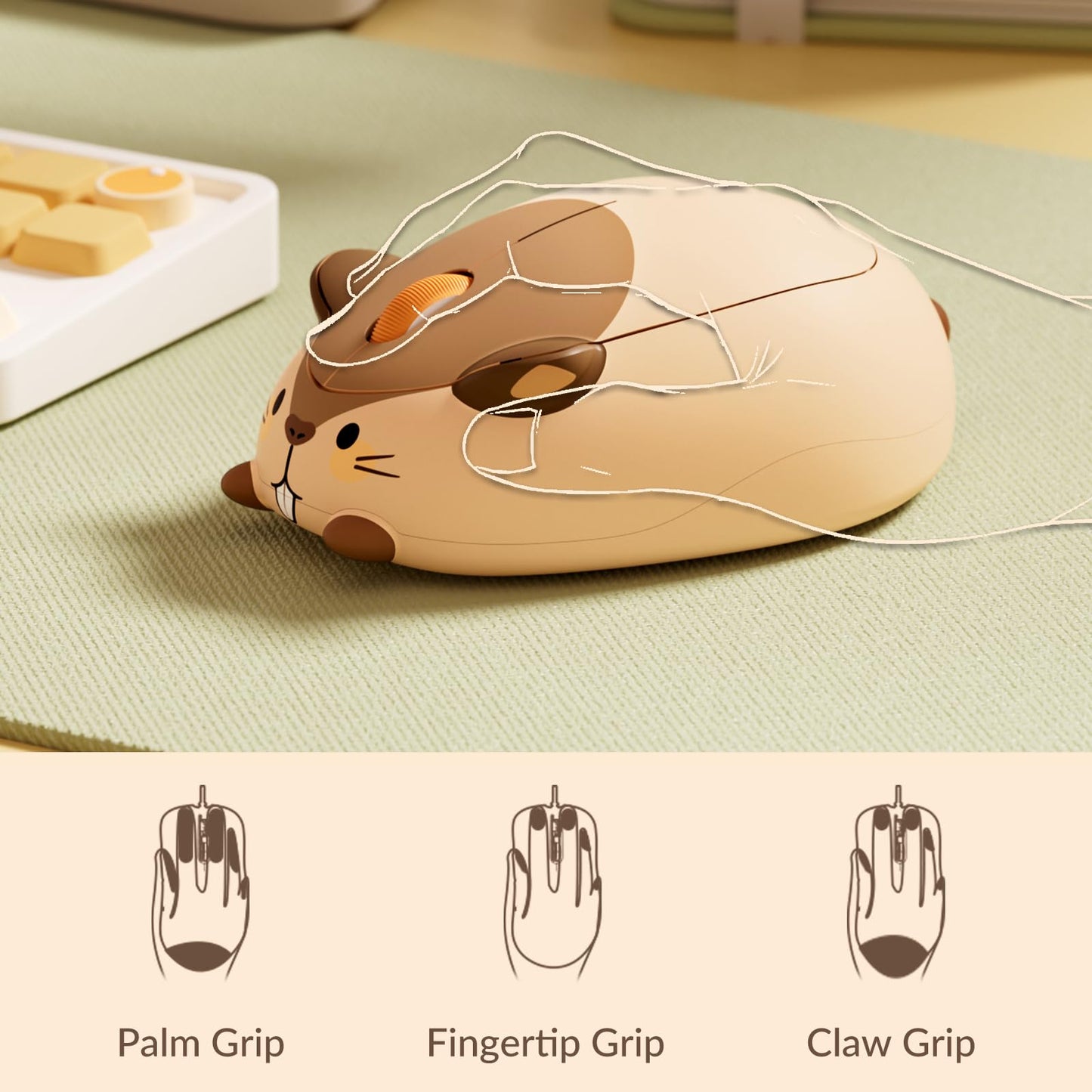 Akko Cat Theme Wireless Gaming Mouse, 2.4G GHz with a USB Receiver, Cute Optical Cordless Cartoon Mice for Computer/Laptop/Desktop/PC, Compatible with Mac/Win (Gray Mimo)