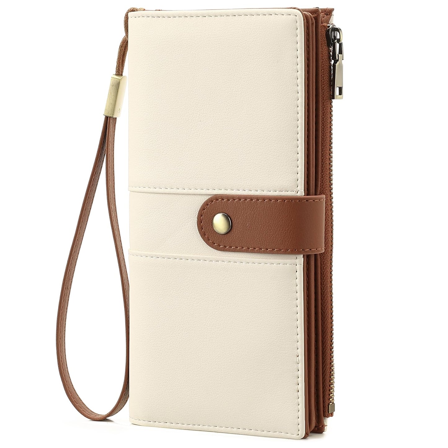 GAEKEAO Wallets for Women Leather RFID Blocking Large Capacity Card Case Ladies Wristlet Clutch Wallets Zipper Pocket with 4 ID Windows 21 Card Slots