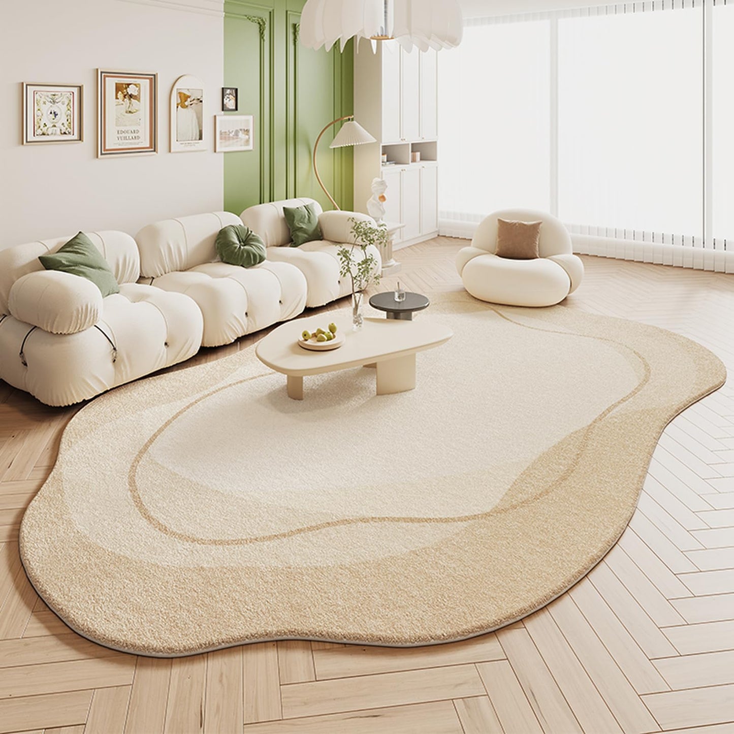 Topjia Modern Abstract Irregular Shaped Area Rug, Minimalist Ombre Carpet, Soft Faux Wool Floor Mats for Living Room Hallway Bedroom Art Decor Rug(6.56×8.2ft, E)