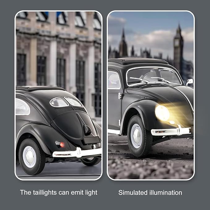 Remote Control Car 1:16 Scale Classic Beetle Model Toys Car for Adults 2.4GHz 4CH RC Car Rear Wheel Drive with LED Ligjhts and Rechargeable Battery