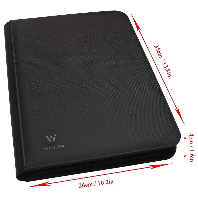 WINTRA Premium 360 Pockets Black Zippered Playing Card Binder - Sturdy Trading Card Holder Album ，9 Pocket Side Loading Card Folder with 20 Sheet Sleeves for Trading and Sports Cards