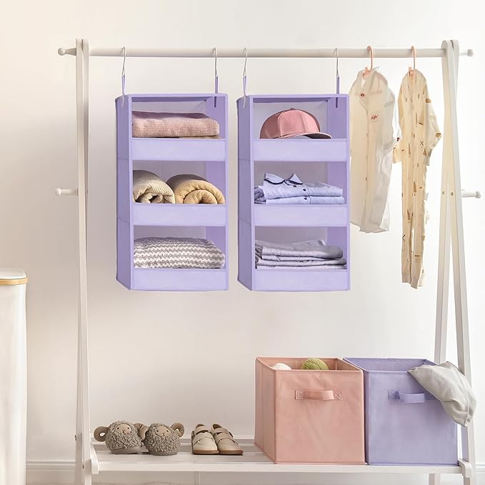 GRANNY SAYS 3 Shelf Hanging Closet Organizers and Storage, Collapsible Closet