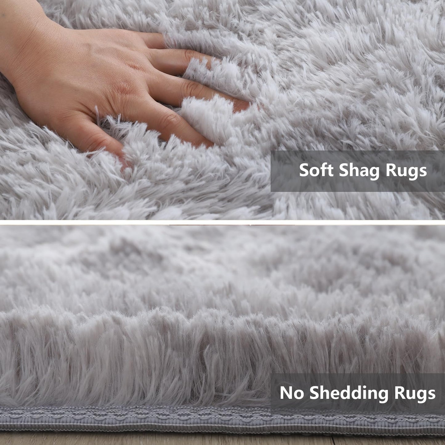 Shag Runner Rug for Bedroom Living Room 2x6 Upgrade Non-Slip Fluffy Soft Bedside Rugs,Shaggy Gray Carpet for Livingroom Dorm Home Decor Aesthetic