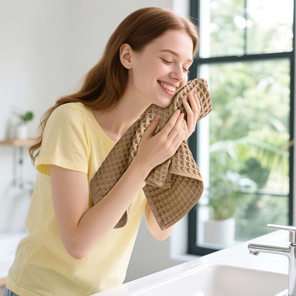 Jacquotha Waffle Bathroom Hand Towels 2-Piece – Cotton, Lightweight, Lint Free