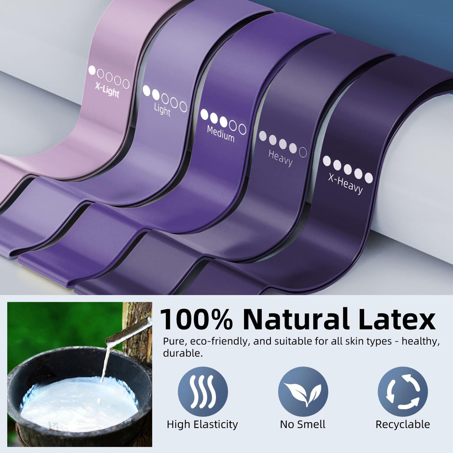 Resistance Loop Exercise Bands for Home Fitness, Yoga Pilates, Stretching, Strength Training, and Physical Therapy - Elastic Bands Set Workout Bands for Women&Men (5pcs Set)