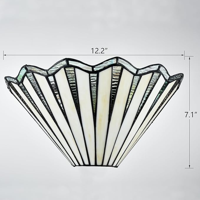 Tiffany Style Wall Sconce 12.2-Inch Stained Glass Wall Light Fixture, Mission Tiffany Sconces Wall Lighting 1-Light Stained Glass Wall Sconce Decor for Bedroom Hallway Stairway Bathroom Home